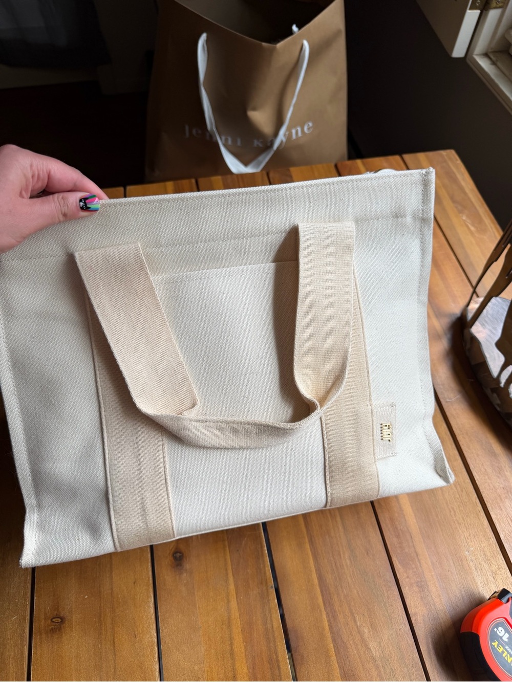 Canvas Tote Bag in Cream - July Luggage